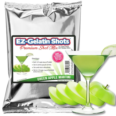 Green Apple Appletini Jello Shot Mix 6.78 oz - Premium Gluten-Free Gelatin Mix for Tasty Shots - Easy to Make EZ Gelatin Powder Mix for Jello Shot...
