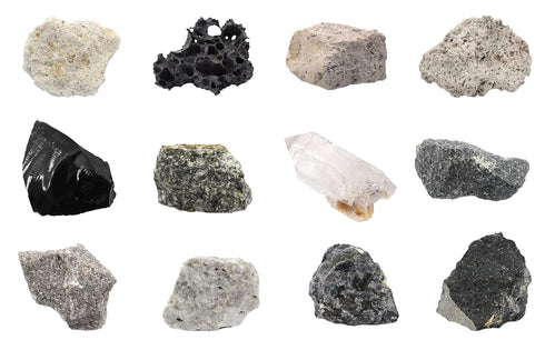 EISCO 12 Piece Introduction to Igneous Rocks Kit - Includes 1" Specimens - Great for Geology Classrooms & Basic Field Testing Labs - Tech Cut Rock...