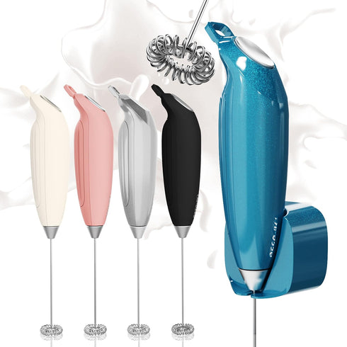 Magnetic Base Milk Frother Wand with Stand Battery Operated (not incl.) Handheld Electric Matcha Whisk Drink Mixer for Coffee, Latte, Hot Chocolat...