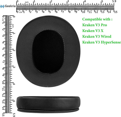 Geekria Sport Cooling-Gel Replacement Ear Pads for Razer Kraken V3 Pro, Kraken V3 X, V3 Wired, Kraken V3 HyperSense Headphones Ear Cushions, Heads...