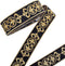 PH PandaHall 1.75 Inch Jacquard Ribbon, 4 Yards Hot Adhesive Floral Trim Black Gold Embroideried Lace Trim Woven Ribbon Fabric Trim Fringe for Sew...