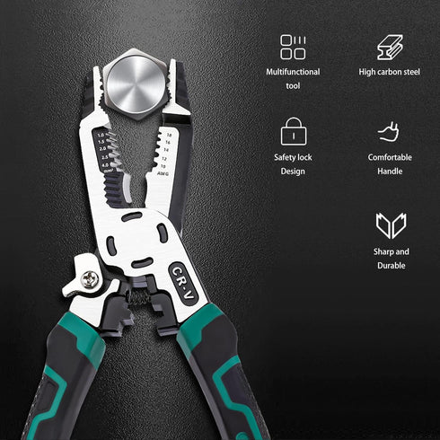 10-in-1 Wire Stripper Tool,Wire Strippers,Cable Cutters,CR-V Multifunctional Plier with Wire Stripper Crimper Side Cutter, Shearing,Screw Gripping...