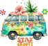 Fabric Panel 14"x14" Hippie Van Stay Groovy 100% Cotton Quilting Panel Square AM1448...