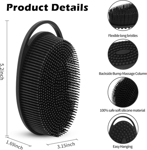 Silicone Body Scrubber, Shower Brush, Gentle Exfoliating Body Scrubber, Soft Silicone Loofah, Rich Lather, Long Lasting, Suitable for Sensitive Sk...