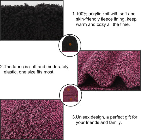 mysuntown Beanie Hat Scarf Gloves Set, Women Men Hats 3-Pieces, Fleece Lined, Touchscreen Gloves, Winter Hats for Women 2024...
