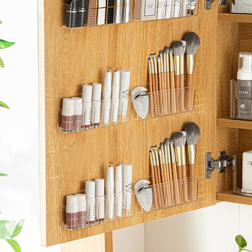 MORNITE Bathroom Medicine Cabinet Organizer Set, Small Shelves Holder Compartments for Lipstick, Facial Mask, 2 Pcs Trays for Cabinet Wall, Vanity...