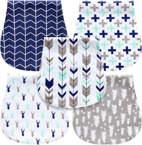 5-Pack Baby Burp Cloths for Boys, Triple Layer, Organic Cotton, Soft and Absorbent Towel, Burping Rags for Newborns Set...