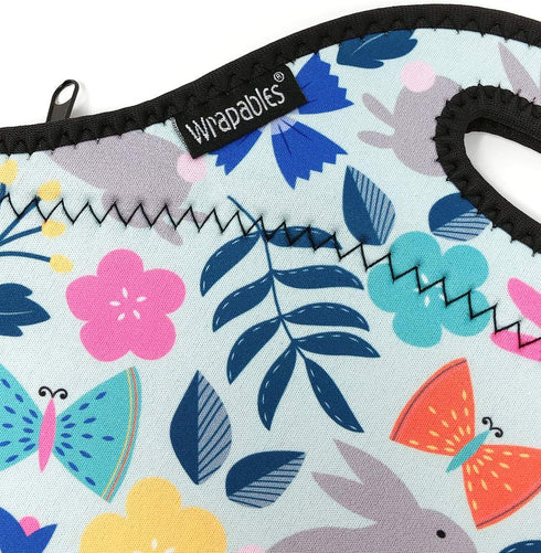 Wrapables® Insulated Neoprene Lunch Bag, Floral Rabbits...