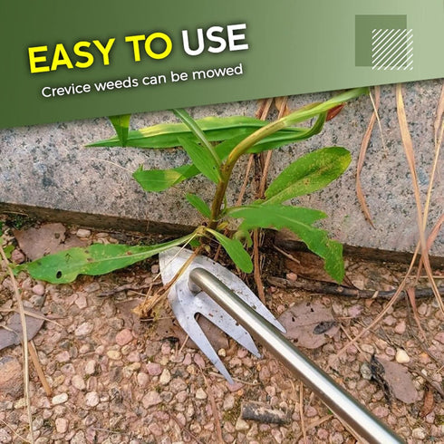 Amposei Stainless Steel Multifunctional Weeder, Hand Weeder Tool Stand Up Weed Puller Tool with Long Handle, V-Shaped Light Duty Hand Weeder for L...