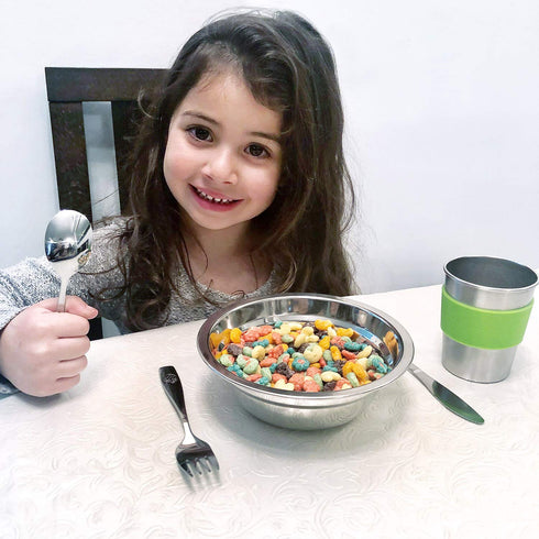 12 Piece Stainless Steel Kids Silverware Set - Child and Toddler Safe Flatware - Kids Utensil Set - Metal Kids Cutlery Set Includes 4 Small Kids S...