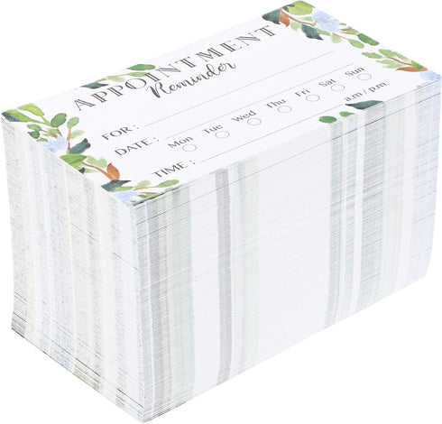 Paper Junkie 200 Pack Green Foliage Appointment Reminder Cards - Double-Sided Design Appointments Reminder Cards for Salons, Dentists, Doctors, Ha...