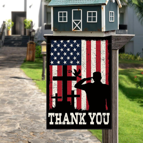Memorial Day Garden Flag 12×18 Inch Double Sided Vertical Burlap Thank You Military Soldiers Independence Day Veterans Day Garden Flag Farmhouse O...