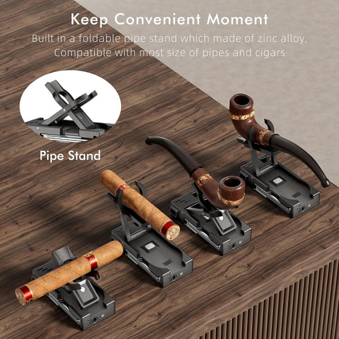 FANKAI Multifunctional Pipe Lighter, Built-in Pipe Stand, 3 in 1 Cleaner Tools, Refillable Butane Lighter with Angled Soft Flame, Handy Gas Lighte...