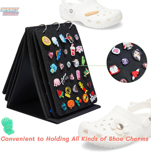 Shoe Charms Organizer Compatible with Croc Charms Holder with 6 Pages, Shoe Charms Holder with 180 Holes for Croc Charms Holder Display in Travel ...