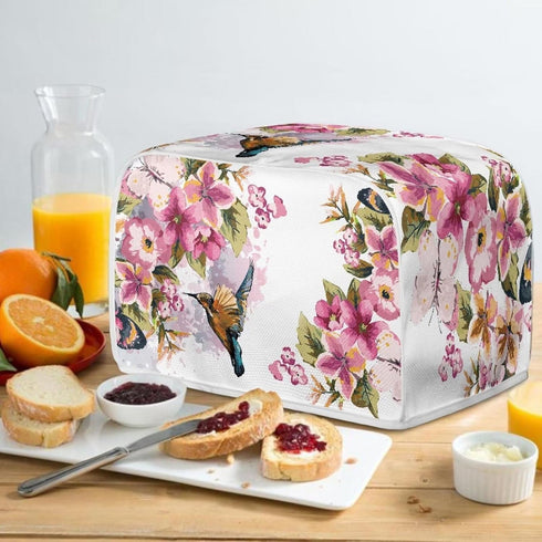 Hummingbird Flower Toaster Cover 2 Slice Fits for Most Standard Carrying Toaster, Anti-Dust Small Appliance Cover, Washable Kitchen Broiler Cover...