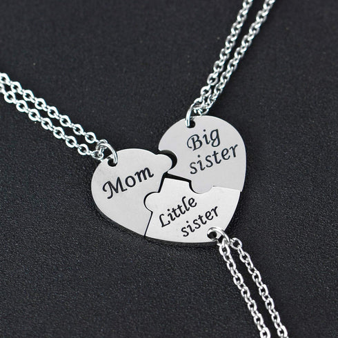 YEEQIN 3PCs/Set Mom Big Sister Little Sister Mom Necklaces Set Mother Daughters Matching Heart Jewley Set...