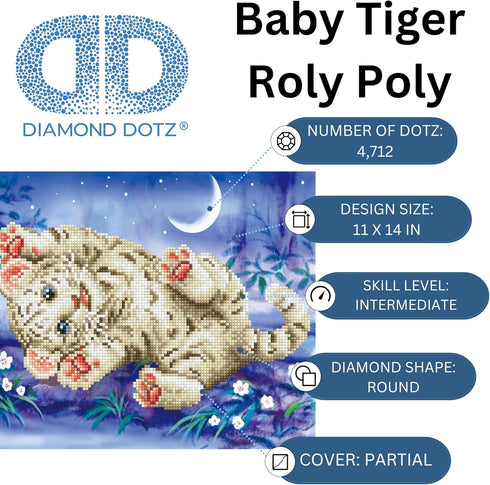 DIAMOND DOTZ ® - Baby Tiger Roly Poly, Partial Drill, Round Dotz, Diamond Painting Kits, Diamond Art Kits for Adults, Gem Art, Diamond Art, Kits, ...
