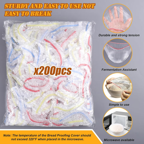 Palksky 200PCS Bowl Covers for Bread Proofing, Bread Cover for Rising, Elastic Plastic Bread Bowl Cover for Bakery Home Baking, Sourdough Bowl Bas...