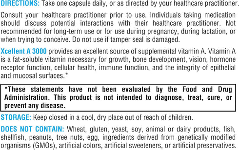 XYMOGEN Xcellent A 3000-10,000 IU High-Potency Vitamin A Supplement (Retinyl Palmitate) - Supports Healthy Immune Function, Healthy Skin + Mucous ...
