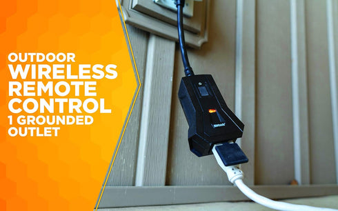 Woods 50125WD Outdoor Indoor Wireless Remote Control Outlet Kit, Electrical Plug In Remote Light Switch, Features 1 Grounded Outlet with a Pairabl...