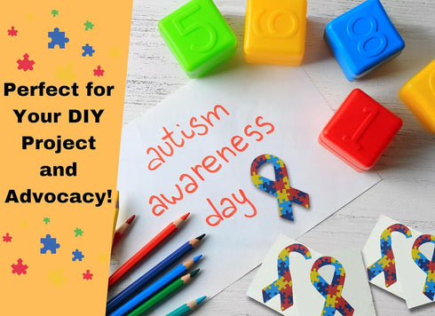 250 Autism Ribbon Shaped Stickers for Autism/Asperger's Awareness - Perfect for Events, Support Groups, Fundraisers and More!...