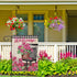 Welcome Spring Geranium Pink Flower Decorative Garden Flag, Black White Buffalo Plaid Floral Pot Chair Yard Outside Home Decorations, Summer Farmh...