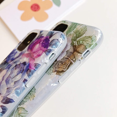 Qokey Compatible iPhone 11 Case 6.1 inch- Floral Clear Flower Design for Women with 360 Rotating Ring Stand Holder Kickstand - Soft TPU Shockproof...