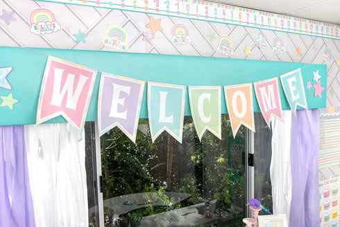Teacher Created Resources Pastel Pop Pennants Welcome Bulletin Board (TCR8410)...