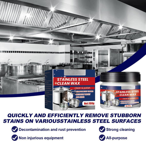 2PCS Stainless Steel Clean Wax, Magical Nano-Technology Stainless Steel Cleaning Paste, Stainless Steel Cleaner and Metal Polish, 3 In 1 Stainless...