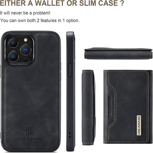 SZHAIYU 2 in 1 Detachable Back Cover Compatible with iPhone 13 Pro Max Wallet Case with Card Holder Leather Pocket Slim Phone Cases 6.7'' (Black)...