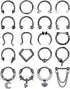 Besteel 20PCS Septum Rings 16G Hypoallergenic Surgical Steel Hinged Clicker Nose Rings Hoops for Women Men Cute CZ Dangle Horseshoe Lip Helix Trag...