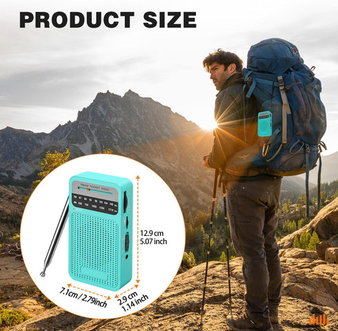 Portable Radio AM FM, Goodes Transistor Radio with Loud Speaker, Headphone Jack, 2AA Battery Operated Radio for Long Range Reception, Pocket Radio...