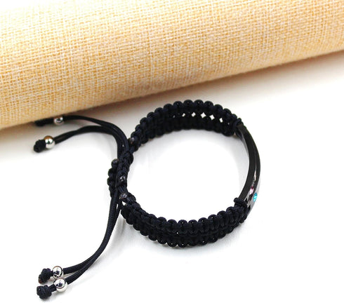 Uloveido 1 Pair Handmade Braided Engraved Bracelets for Couples, Couples His and Hers Bracelets for Men Women Him and Her Birthday Valentine's Day...