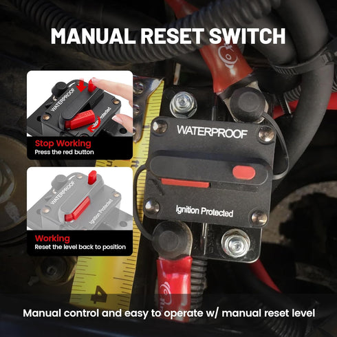RED WOLF Waterproof 100Amp Circuit Breaker for Boat Trolling Motor Marine ATV Vehicles Stereo Audio Electronic Battery System Inline Fuse with Man...