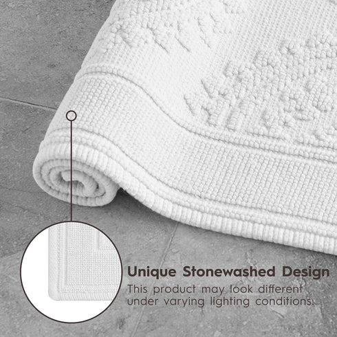Jean Pierre New York Cotton StoneWash Medallion 17x24 in. Bath Rug, White...
