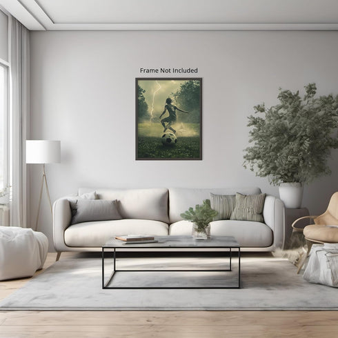 Posterizer 1 pcs-football-soccer match with storm clouds and lightning 1-Sports & Hobby Art Gifts for sports fans Decor for Home & Office- unframe...