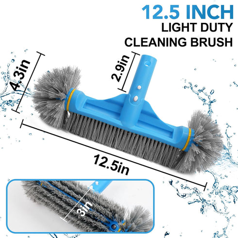 12.5'' Round End Pool Brush Head Cleaning Pool Wall & Tiles & Steps Sturdy Nylon Bristles, Pool Scrub Brushes,for Inground/above Ground Swimming P...