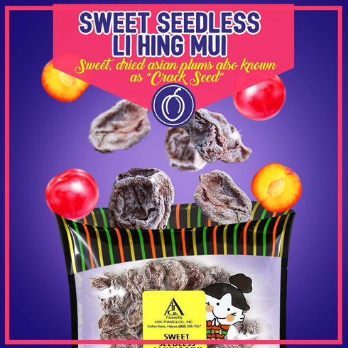 Asia Trans Sweet Seedless Li Hing Mui Crack Seed Plums | Hawaiian Favorite | Naturally Sweet Dried Asian Plum Candy (4 oz)...