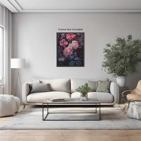Posterizer 1 pcs-lush pink roses in the wild-beautiful nature scene-Floral & Botanical Art-Abstract & Modern Art-Decor for Home & Office- UNFRAMED...
