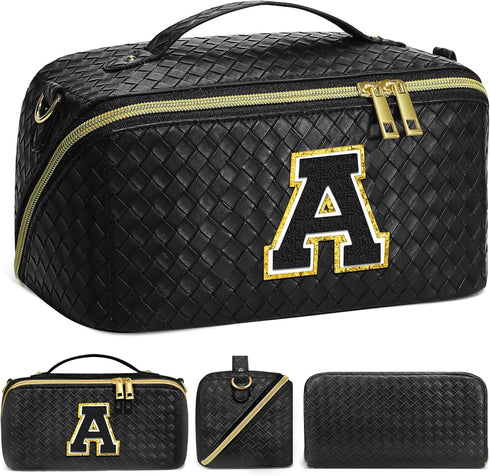 Initial Makeup Bag Cosmetic Bag - Make Up Bag Travel Essentials Makeup Bag Skincare Bags for Women Trendy Makeup Bag Small Makeup Bag Birthday Mot...
