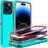 for iphone 14 Pro Max Case, Military Grade 3 in 1 Heavy Duty Shockproof/Drop Proof/Dust Proof Case with 2Pcs Tempered Glass Screen Protector (Aqua...