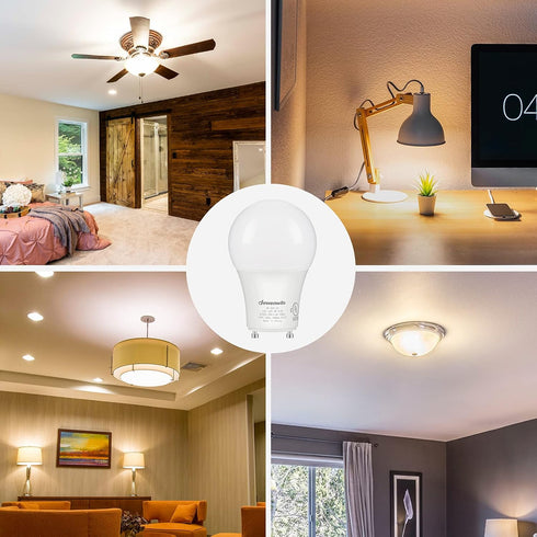 DEWENWILS GU24 LED Light Bulb, 60W Equivalent, Dimmable 2 Prong Light Bulbs, 2700K Warm White, 9W 800 Lumens, A19 Shape Bulbs, GU24 Twist Lock Bas...