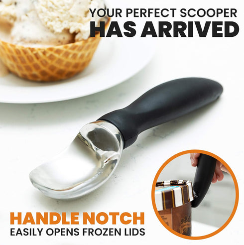 Spring Chef 18/8 Stainless Steel Ice Cream Scoop with Soft Grip Handle - Heavy Duty Ice Cream Scooper for Gelato, Sorbet, Cookie Dough, Melon, Sun...