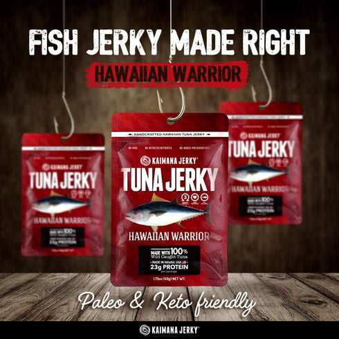 Kaimana Jerky - Hawaiian Warrior Ahi Tuna Jerky 3 Pack - Premium Fish Jerky Made in the USA. All Natural and Wild Caught....