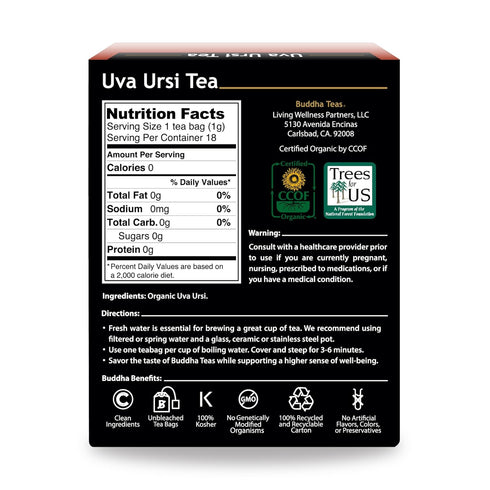 Buddha Teas - Uva Ursi Tea - Herbal Tea - Natural Boost of Vitamins, Minerals, & Antioxidants - Clean Ingredients - Caffeine Free - OU Kosher - Gl...