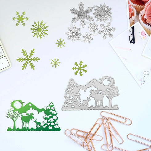Christams Deer Die Cuts for Card Making Snowflake Die Cuts Clearance Winter Embossing Stencils for Cards Metal Cutting Dies for Craft Card Album S...