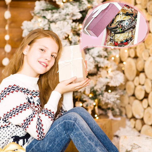 Hicarer 3 Pieces Multilayer Woven Leather Bracelets Western Bracelets Gifts for Women Beaded Bohemia Bracelet Evil Eye Boho Handmade Pu Bracelet W...