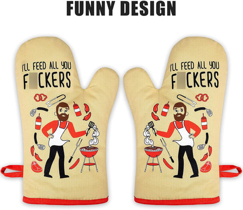 Miracu Funny Oven Mitts, Gifts for Chefs, Cooking BBQ Oven Mitt - Unique Cooking Gifts for Cooks Dad Brother Him - Funny Kitchen Gadgets, Manly Fa...