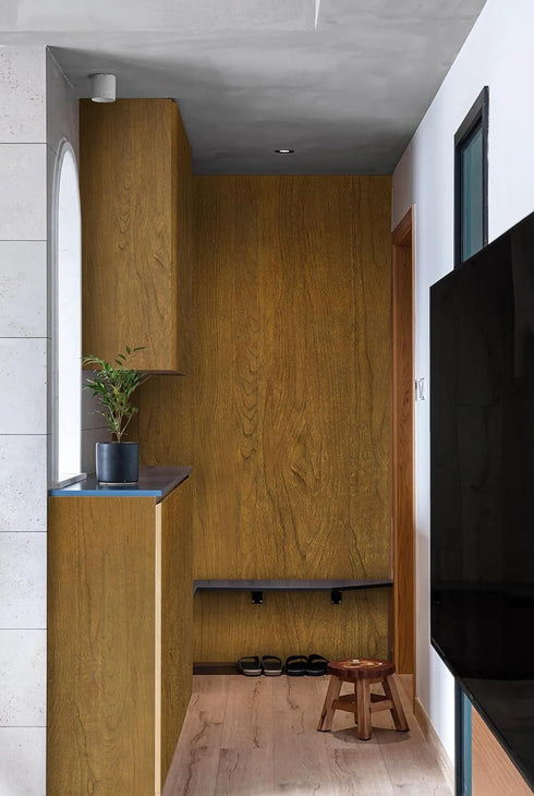 Yellowish brown wood wallpaper peel and stick 78.7 "x17.3" light brown wood contact paper for Bedroom Waterproof Removable Shelf Liner Decal Vinyl...