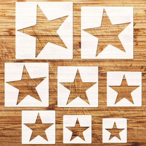 8PCS Large Star Stencils, 8 Different Size Star Stencils for Painting, Star Template for Drafting for Office and School Art Craft Templates, Large...